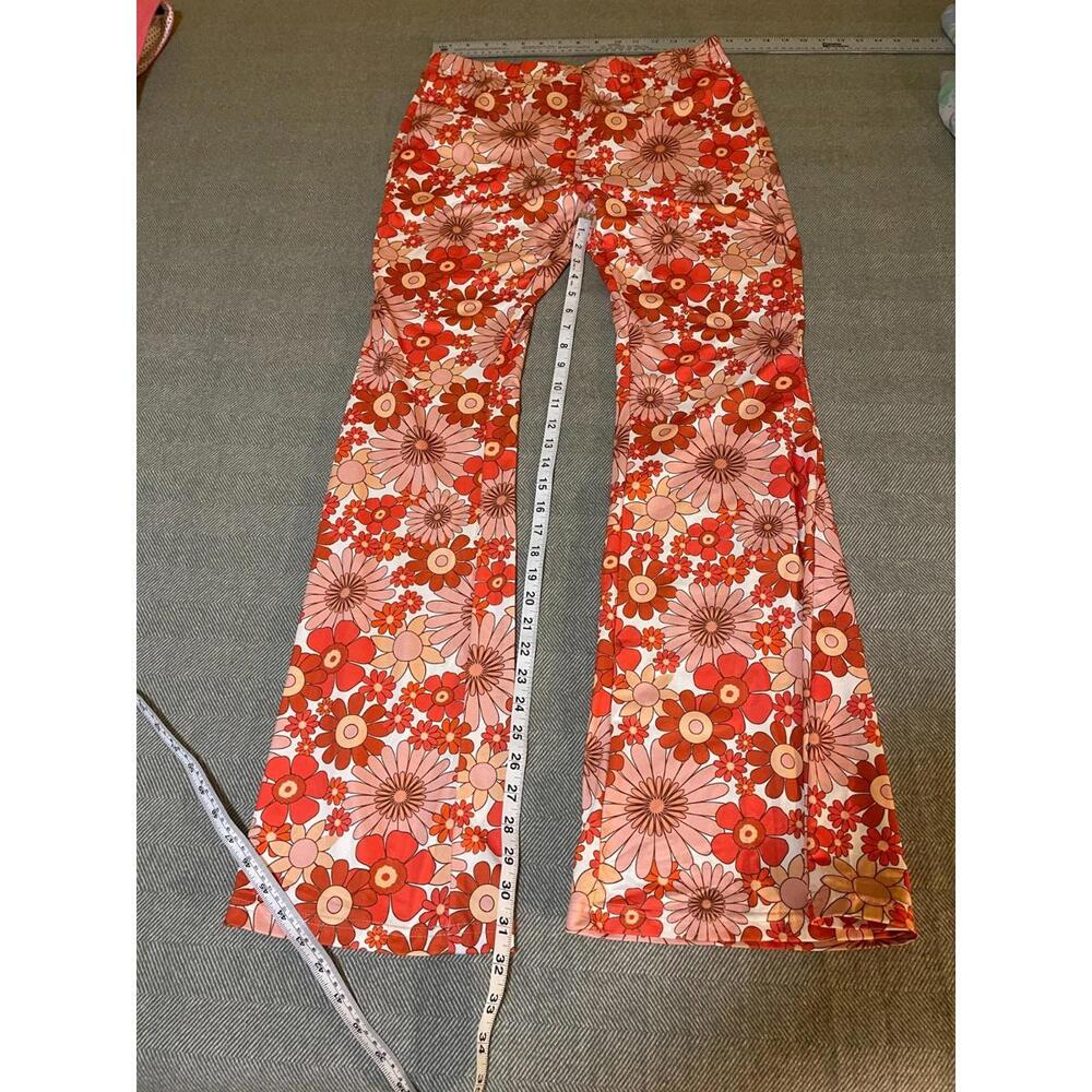 Unbranded Orange Flower Power Flared Sport Pants - Size XL